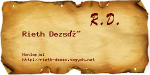Rieth Dezső névjegykártya